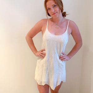 White embroidered lace slip dress